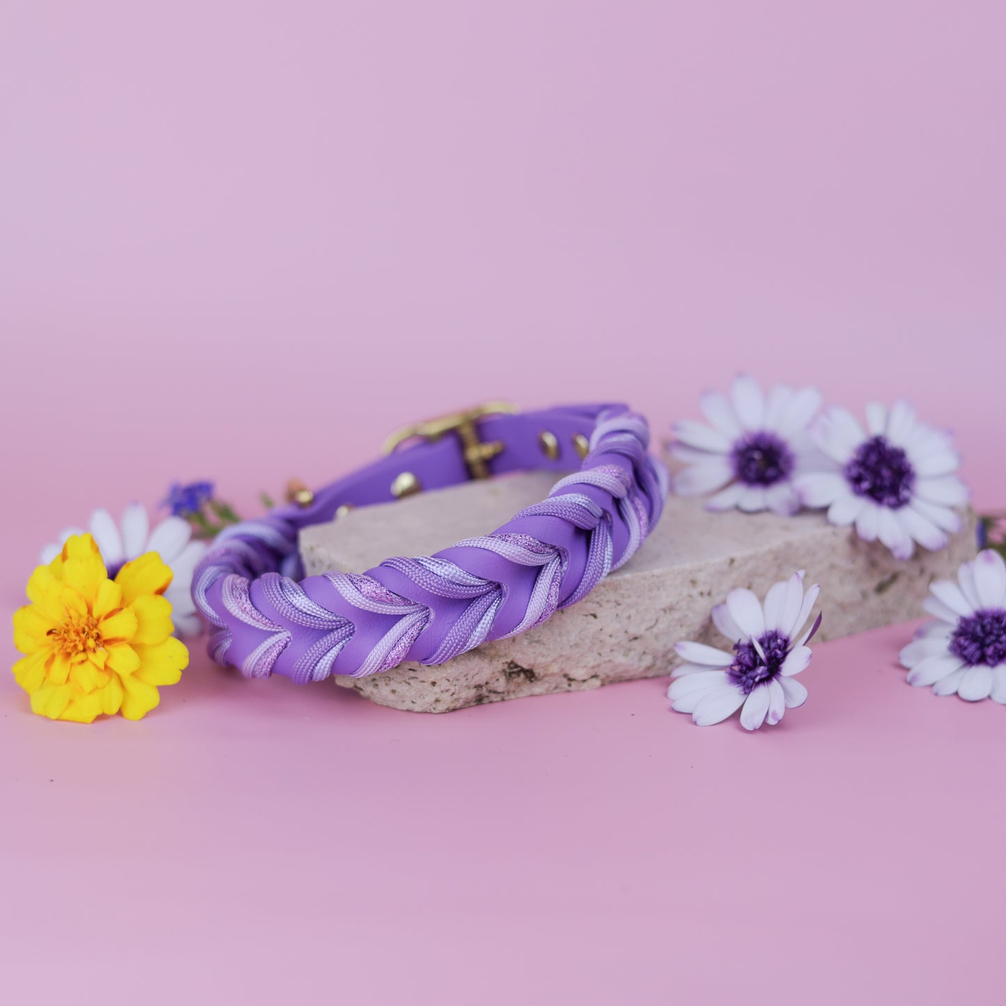 Purple sparkle Braided paracord collar