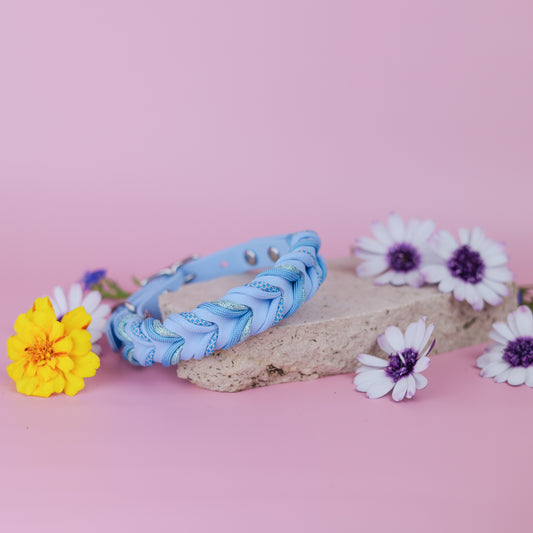 Blue sparkle Braided paracord collar