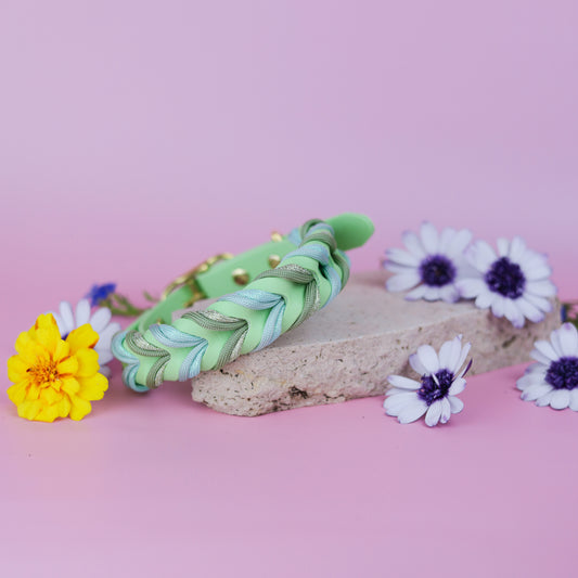 Green sparkle Braided paracord collar