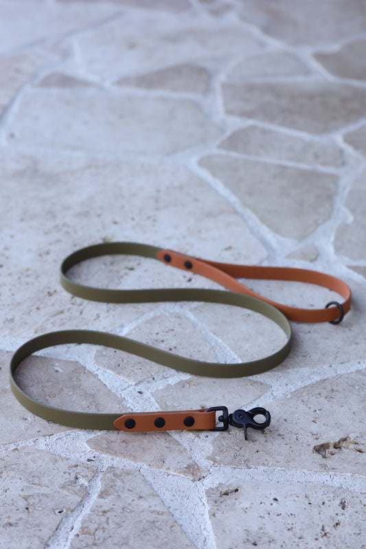 Sample sale 120cm two tone leash olive / caramel