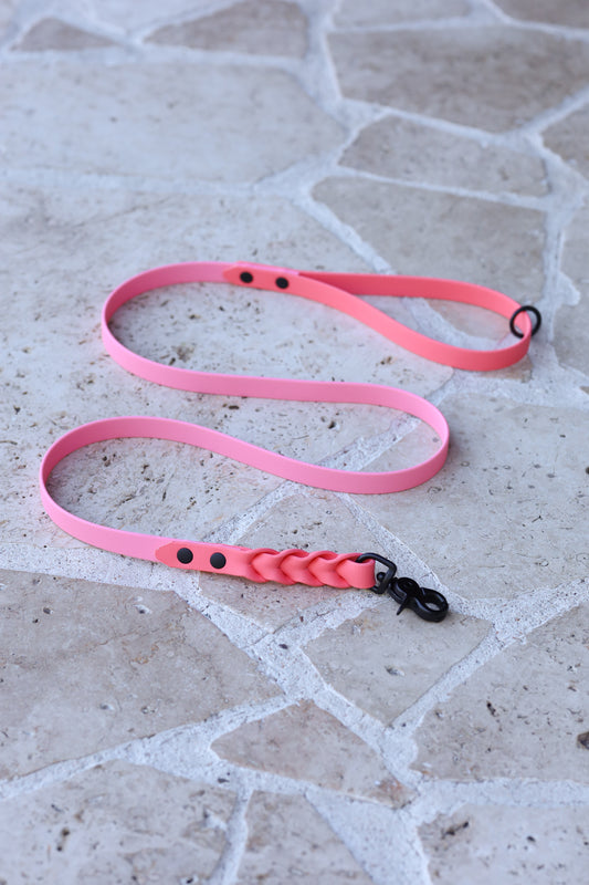 Sample sale 120cm braided leash bubblegum/coral pink